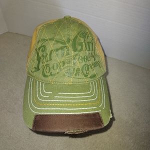 Farm Girl Olive Green/Mustard Distressed Baseball Cap